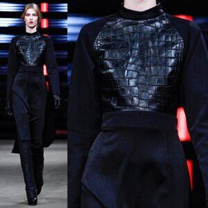 Sally LaPointe Sleeveless Croc-Paneled Dress - Small - NWOT